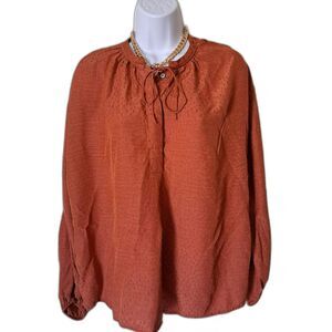 Oversized Baggy Dark Orange Necktie Blouse